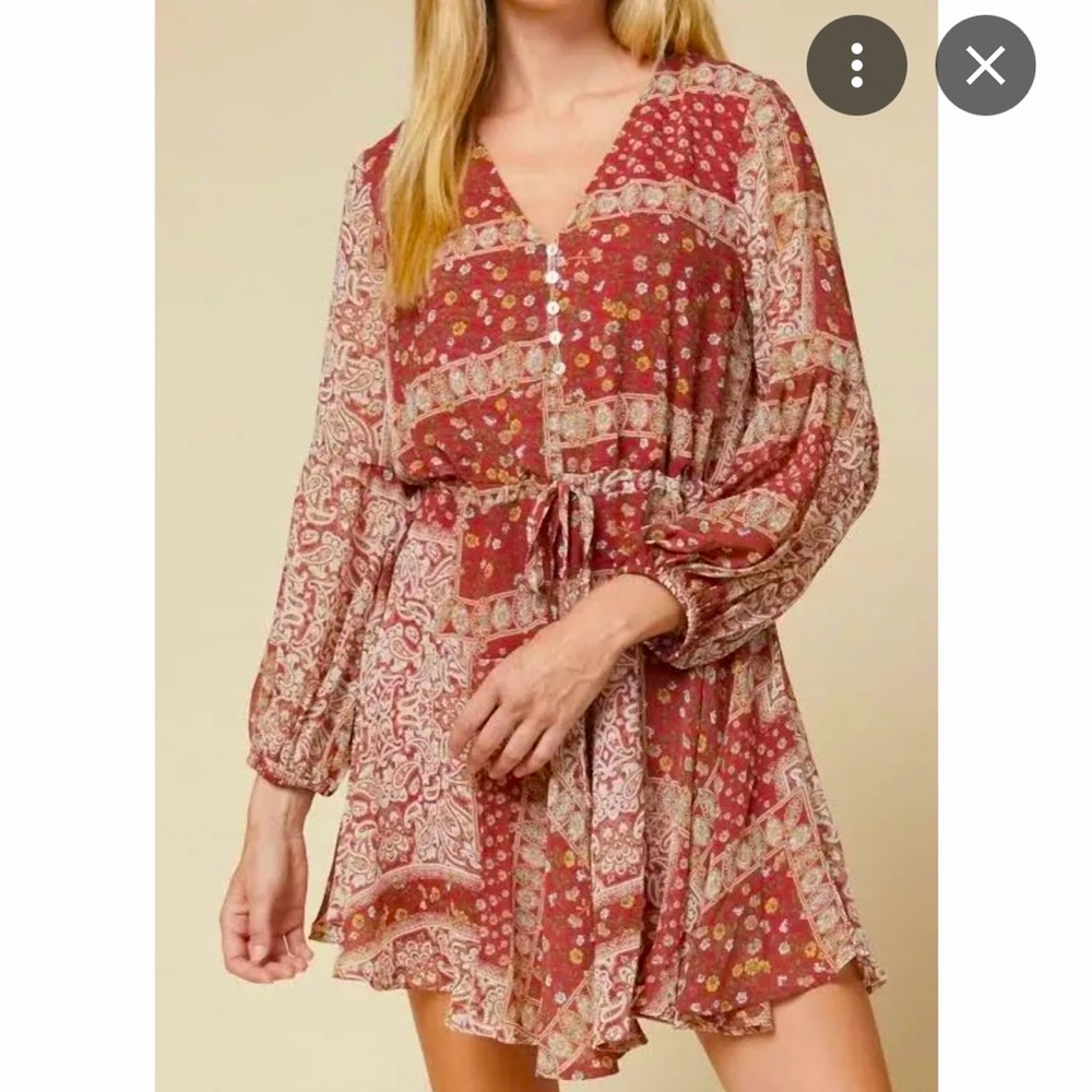 Entro women’s size small paisley and floral print mini dress